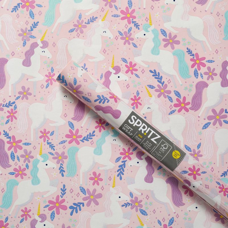 slide 1 of 3, Unicorns Wrapping Paper - Spritz™, 1 ct