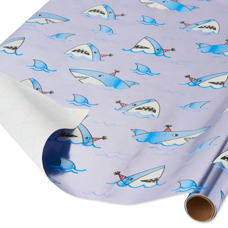 slide 2 of 3, Sharks with Hats Kids' Wrapping Paper - Spritz™, 1 ct