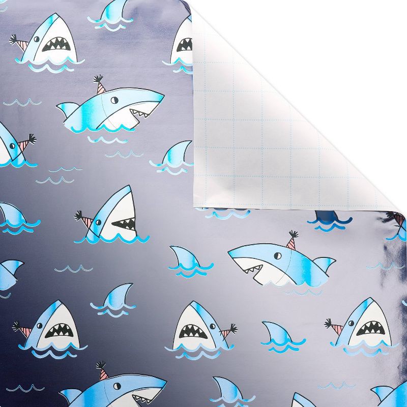 slide 3 of 3, Sharks with Hats Kids' Wrapping Paper - Spritz™, 1 ct