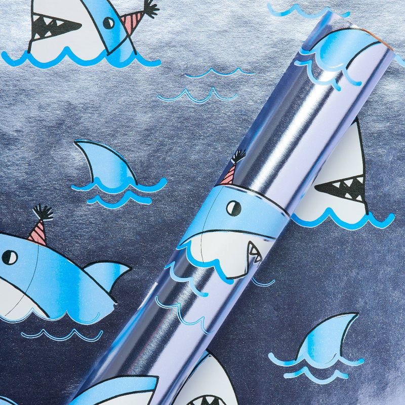 slide 1 of 3, Sharks with Hats Kids' Wrapping Paper - Spritz™, 1 ct