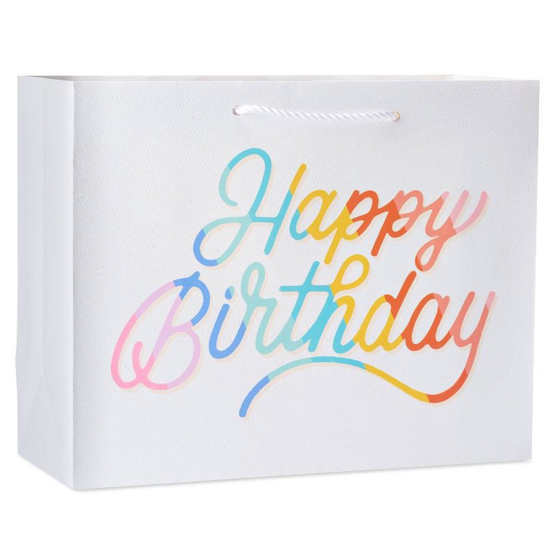 slide 1 of 3, Small "Happy Birthday" Bag White - Spritz™, 1 ct