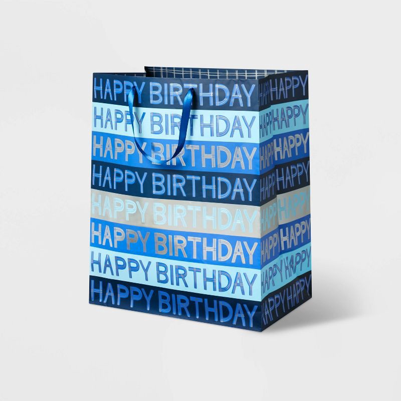 slide 1 of 3, XLarge "Happy Birthday" Script Blue - Spritz™, 1 ct