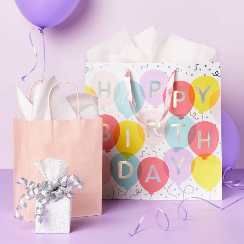 slide 2 of 3, "Happy Birthday" Balloon Square Gift Bag - Spritz™, 1 ct
