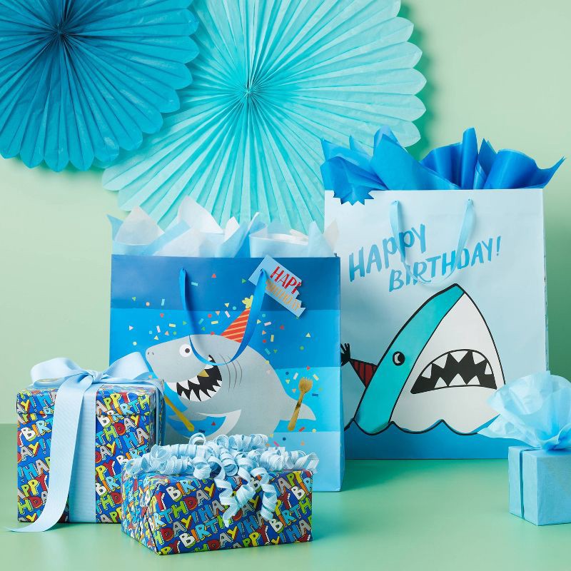 slide 2 of 3, XLarge Shark Birthday Gift Bag - Spritz™, 1 ct