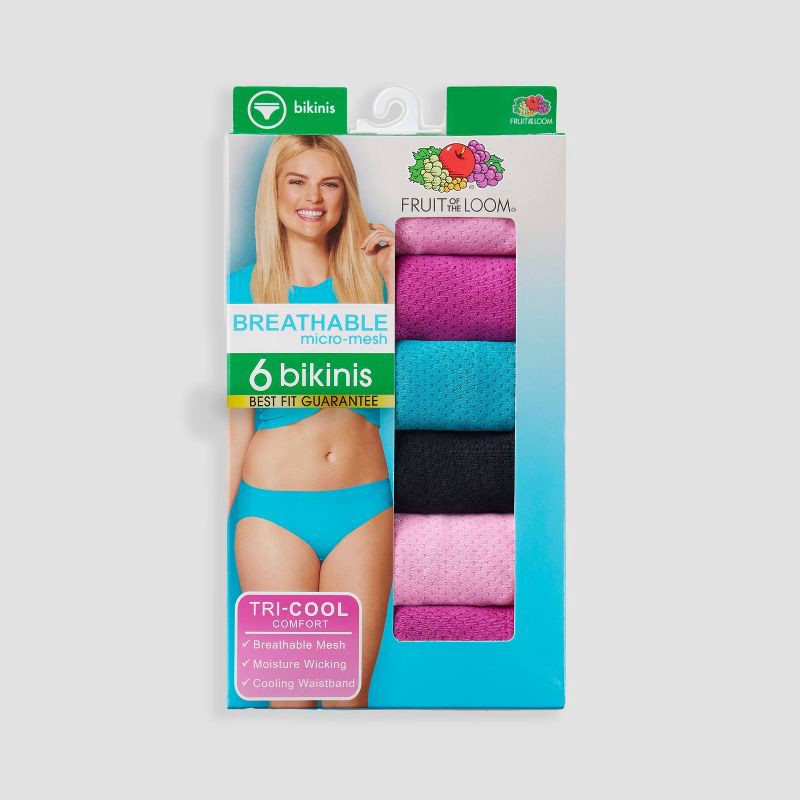 Fruit Of The Loom Women's 6pk Breathable Micro-mesh Bikini Underwear -  Colors May Vary 8 : Target