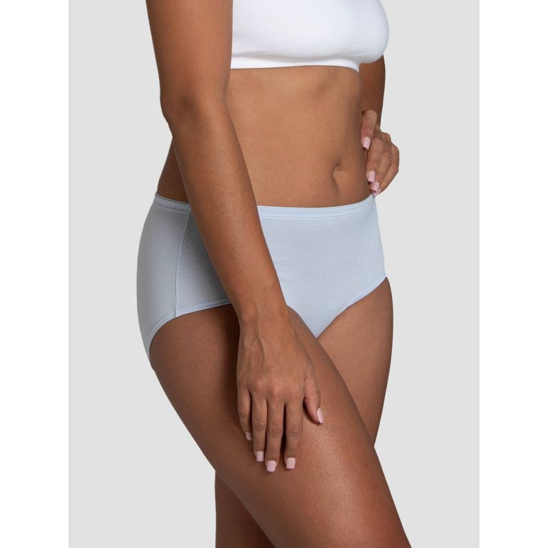 slide 3 of 5, Fruit of the Loom Women's 6pk Breathable Micro-Mesh Low-Rise Briefs - Colors May Vary 5: Moisture Wicking, Tagless, Cotton Gusset, 6 ct