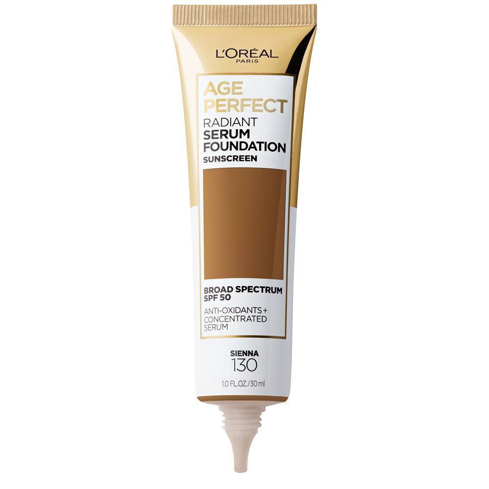 slide 4 of 7, L'Oreal Paris Age Perfect Radiant Serum Foundation with SPF 50 - 130 Sienna - 1 fl oz, 1 fl oz