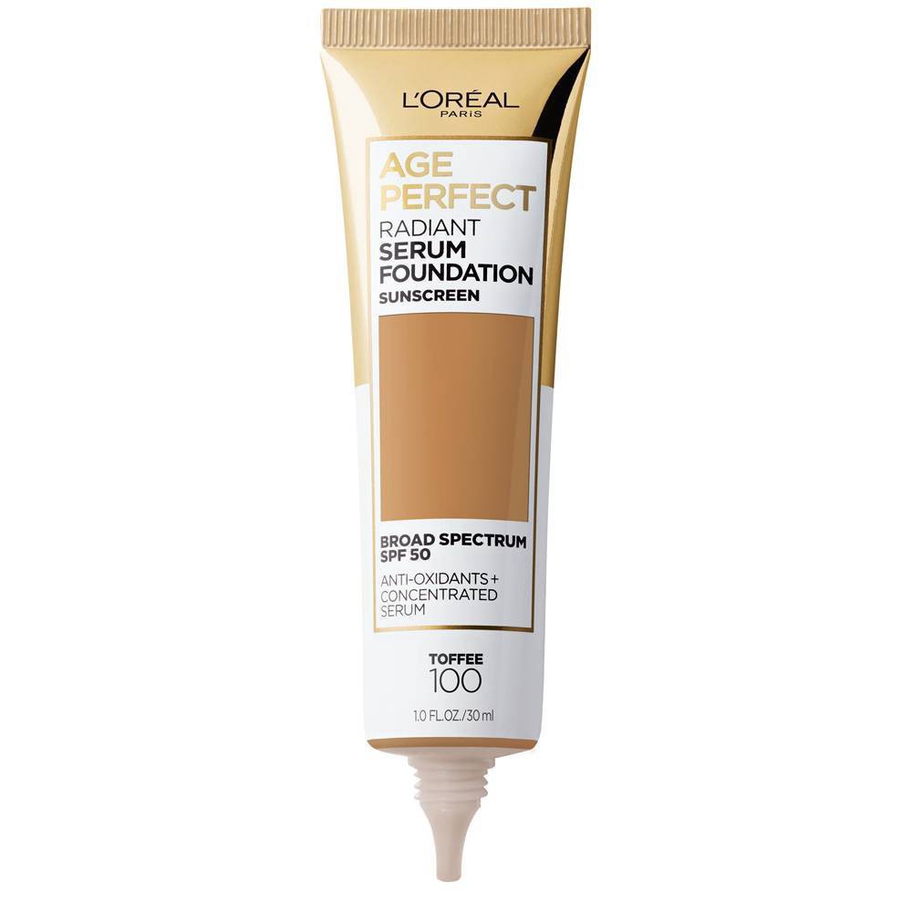 slide 3 of 7, L'Oreal Paris Age Perfect Radiant Serum Foundation with SPF 50 - 100 Toffee - 1 fl oz, 1 fl oz