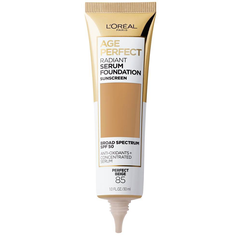 slide 4 of 7, L'Oreal Paris Age Perfect Radiant Serum Foundation with SPF 50 - 85 Perfect Beige - 1 fl oz, 1 fl oz