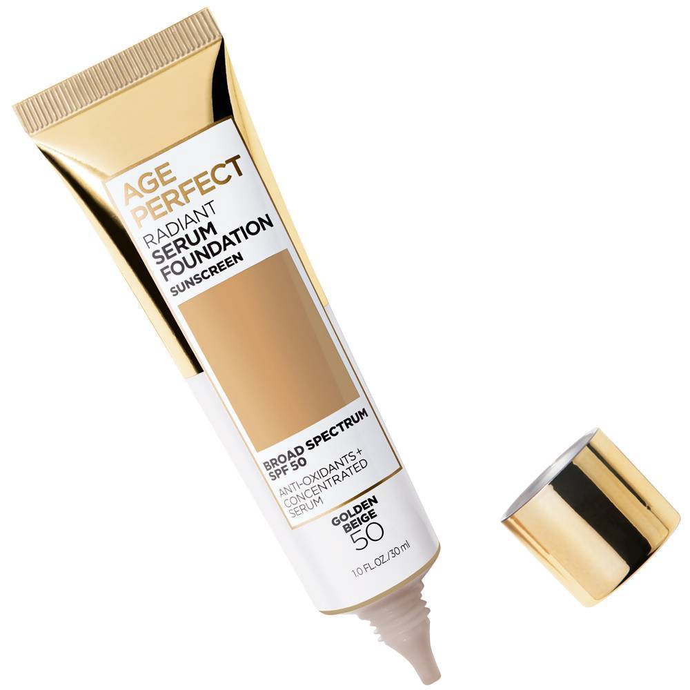 slide 4 of 7, L'Oreal Paris Age Perfect Radiant Serum Foundation with SPF 50 - 50 Golden Beige - 1 fl oz, 1 fl oz