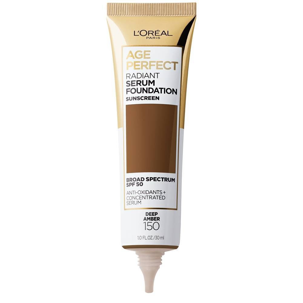 slide 4 of 7, L'Oreal Paris Age Perfect Radiant Serum Foundation with SPF 50 - 150 Deep Amber - 1 fl oz, 1 fl oz