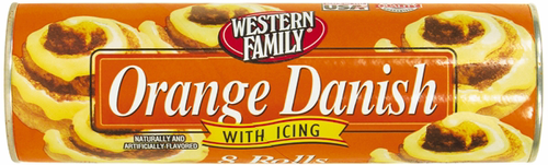 slide 1 of 1, Western Family Orange Danish With Icing, 13.9 oz