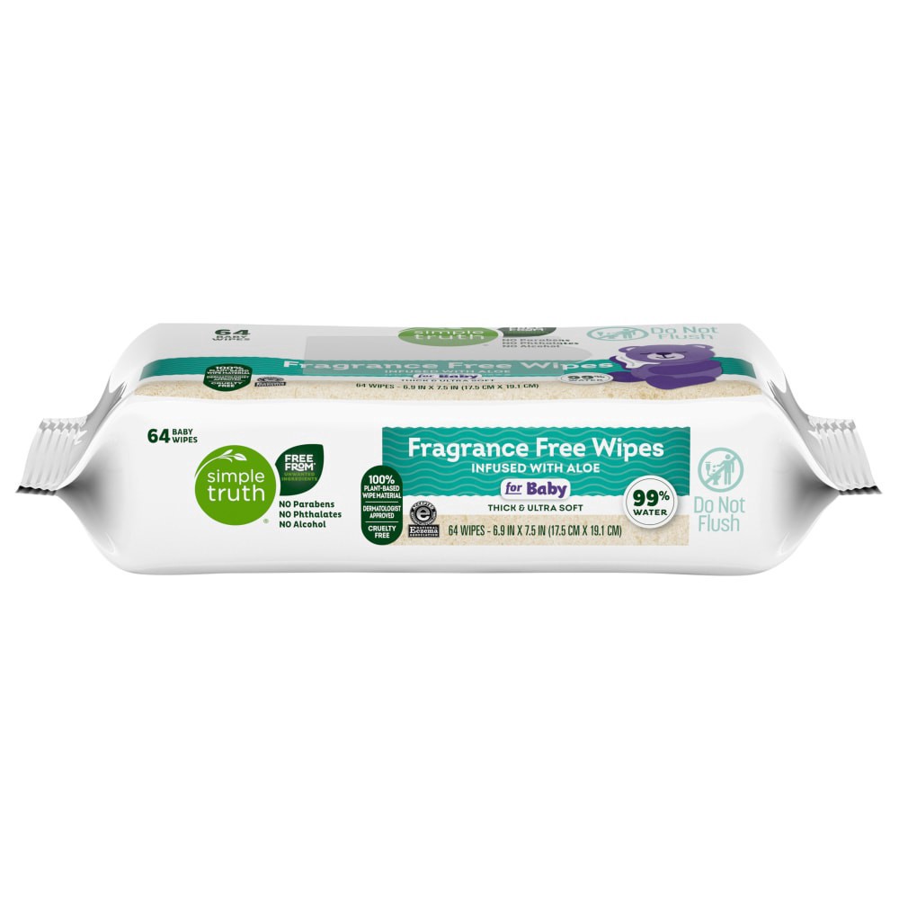 slide 1 of 5, Simple Truth Fragrance Free Baby Wipes, 64 ct