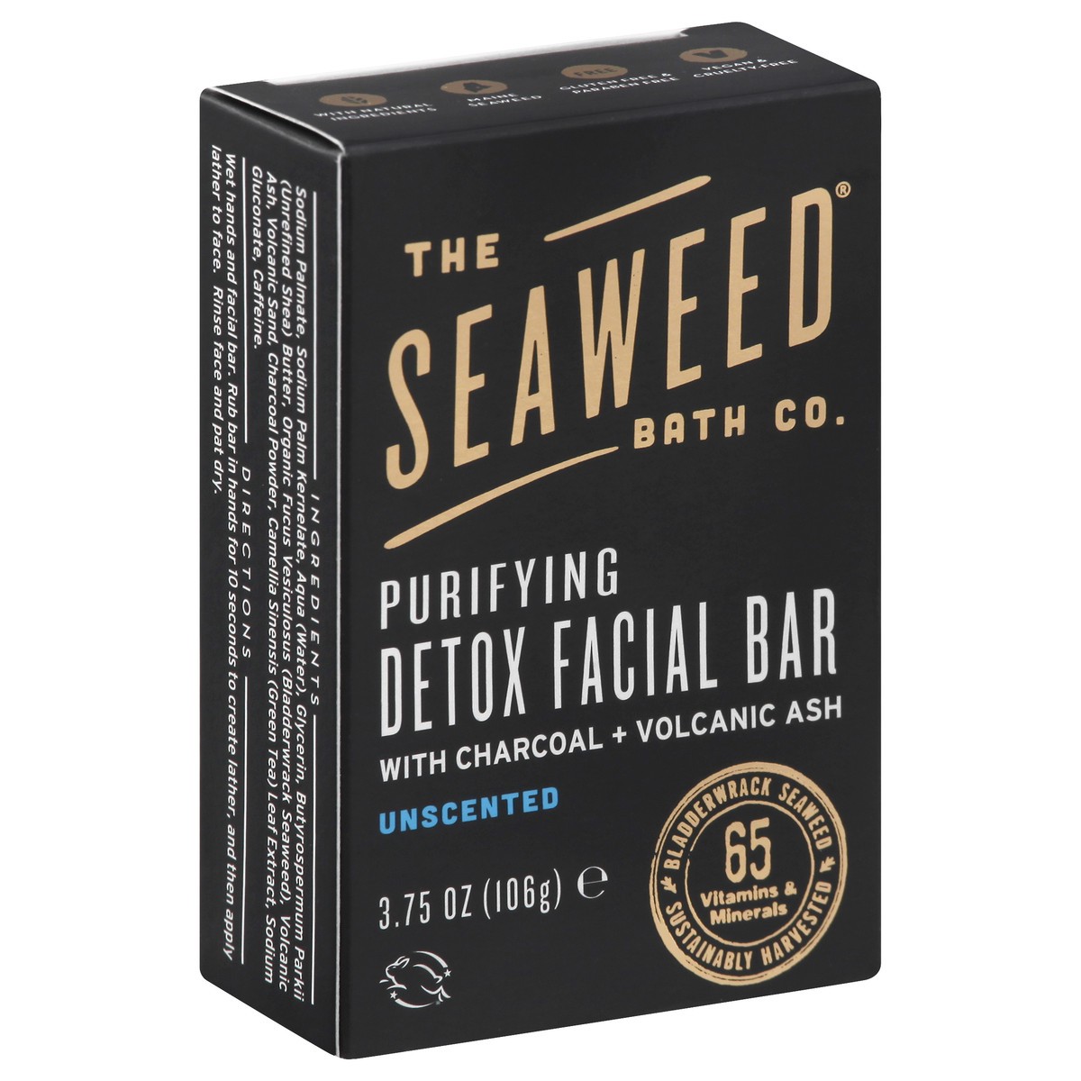 slide 2 of 9, The Seaweed Bath Co. Detox Facial Bar Purifying with Charcoal + Volcanic Ash Unscented, 3.75 oz