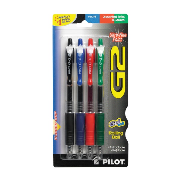 Pilot G-2 Retractable Gel Pens, Ultra Fine Point, 0.38 Mm, Black
