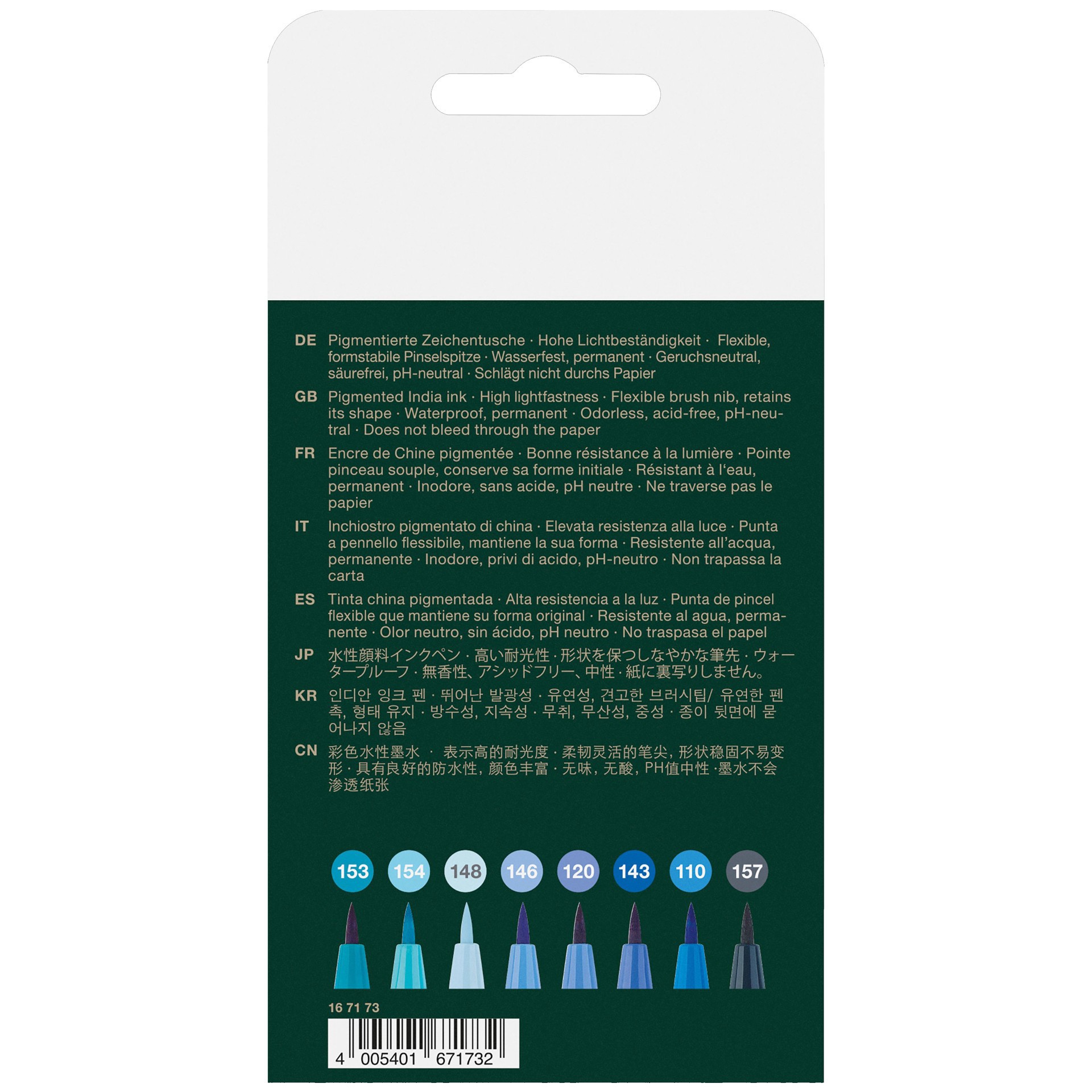 slide 2 of 4, Faber-Castell Pitt The Blues Artist Brush Pen Set, 8 brush tip pens