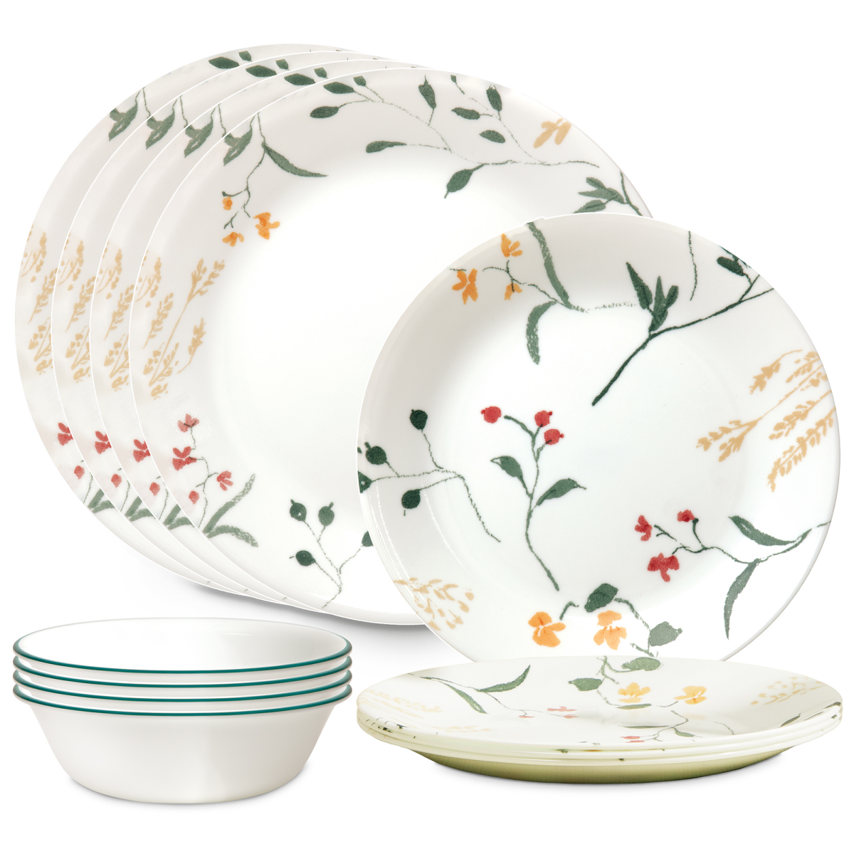 slide 1 of 1, Corelle Vitrelle Signature Wildflower Scatter 12-piece Dinnerware Set, 1 ct