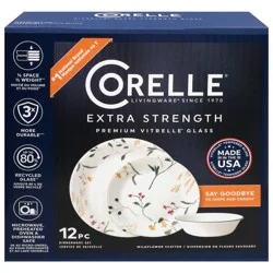 Corelle Vitrelle Signature Wildflower Scatter 12-Piece Dinnerware Set