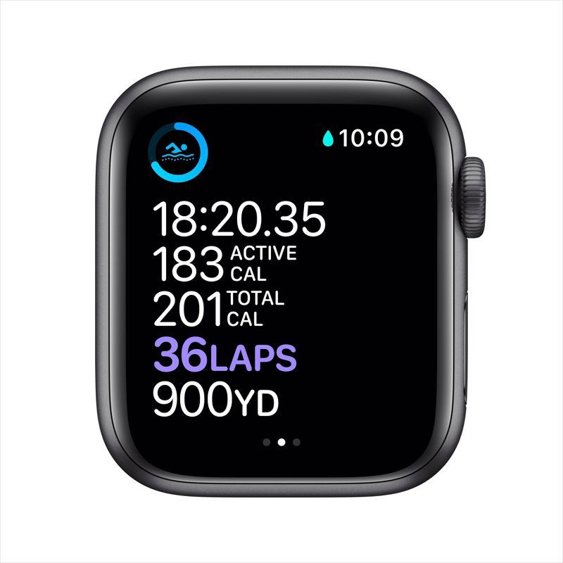 slide 4 of 6, Apple Watch Series 6 GPS, 44mm Black Unity Aluminum Case with Black Unity Sport Band, 1 lb