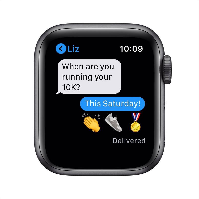 slide 5 of 6, Apple Watch Series 6 GPS, 44mm Black Unity Aluminum Case with Black Unity Sport Band, 1 lb