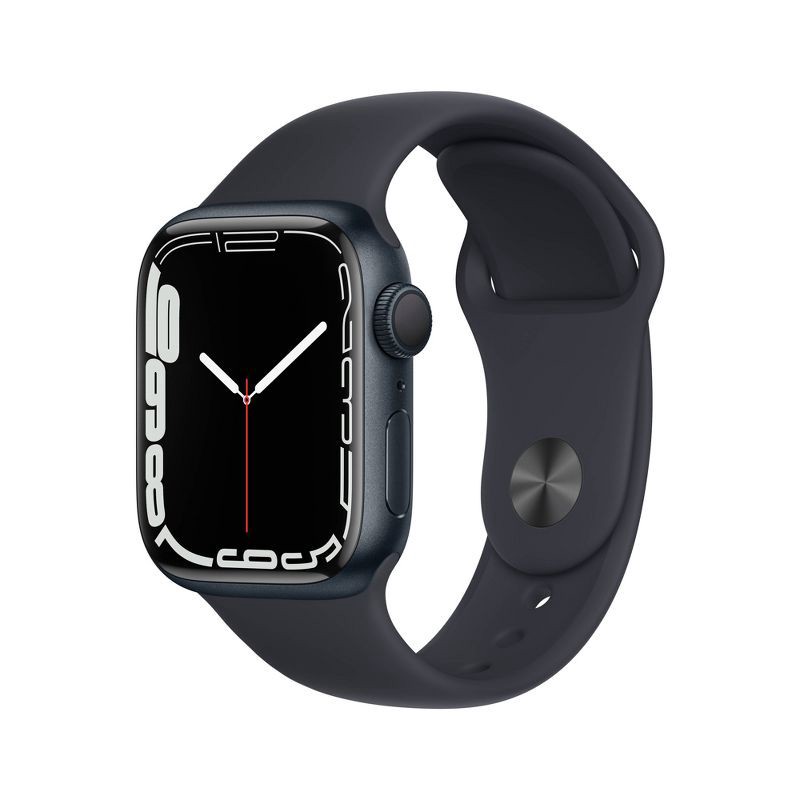slide 1 of 4, Apple Watch Series 7 GPS, 45mm Midnight Aluminum Case with Midnight Sport Band, 1 lb