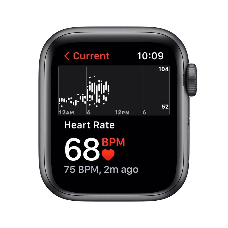 slide 4 of 7, Apple Watch SE GPS (1st generation) 44mm Space Gray Aluminum Case with Midnight Sport Band, 1 lb