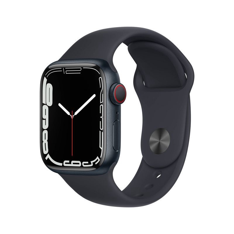 slide 1 of 4, Apple Watch Series 7 GPS + Cellular 45mm Midnight Aluminum Case with Midnight Sport Band, 1 lb