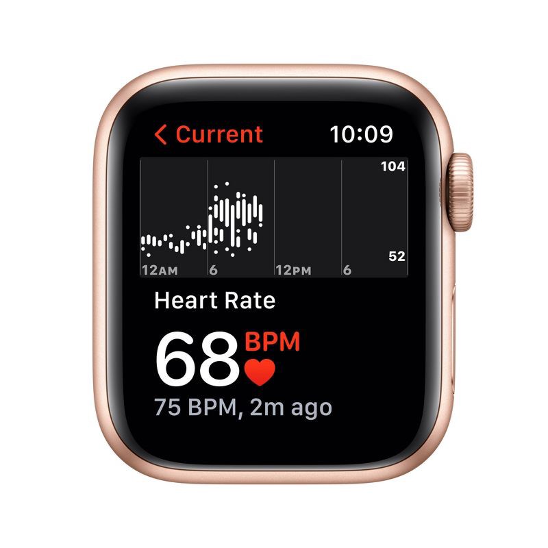 slide 4 of 7, Apple Watch SE GPS (1st generation) 40mm Gold Aluminum Case with Starlight Sport Band, 1 lb