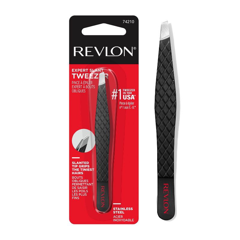 slide 1 of 11, Revlon Expert Made with Stainless Steel, Slant Tip Tweezer, 1 ct