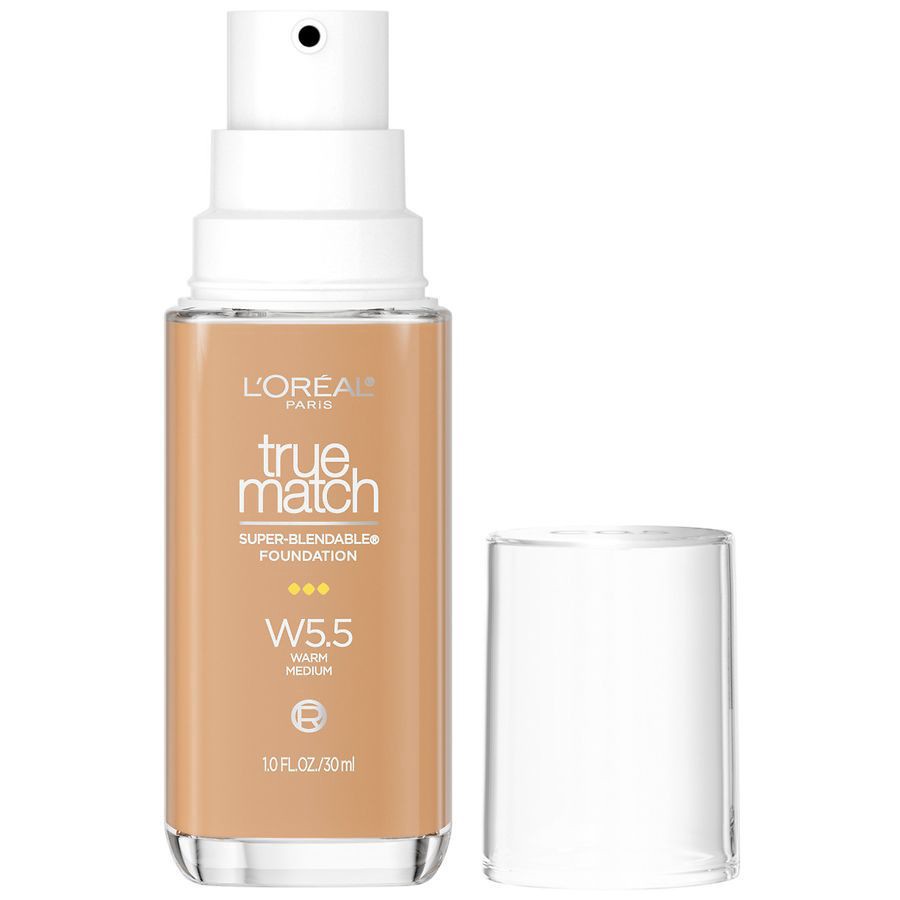 slide 1 of 1, L'Oreal Paris True Match Super-Blendable Foundation Medium Coverage - W5.5, Warm Medium, 1 fl oz