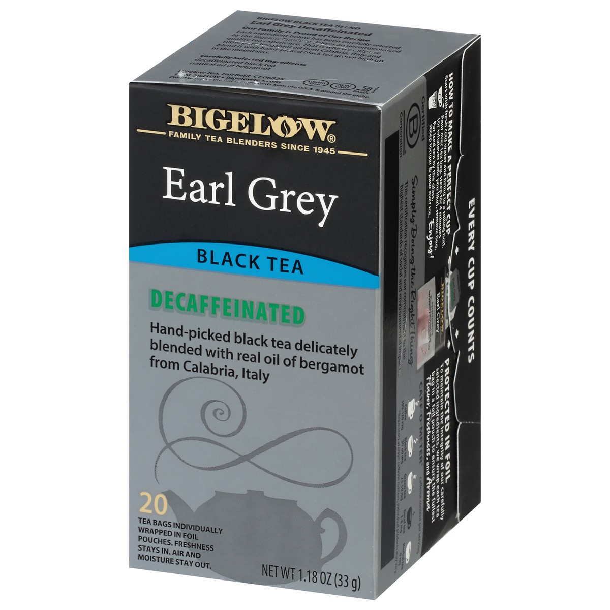 slide 3 of 9, Bigelow Earl Gray Decaffeinated Tea, 20 ct