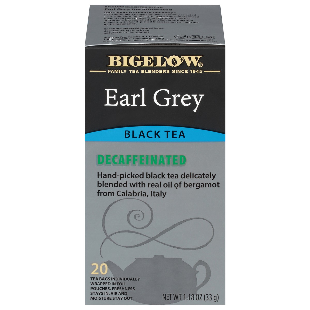 slide 1 of 9, Bigelow Earl Gray Decaffeinated Tea, 20 ct