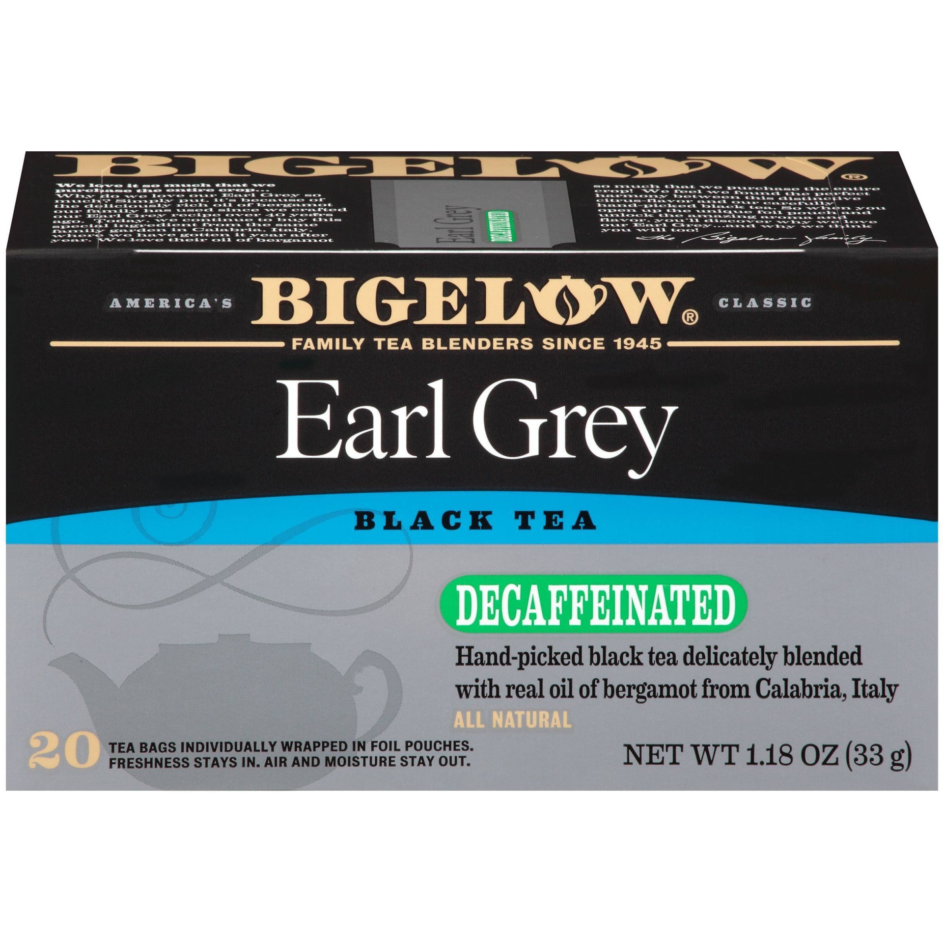 slide 1 of 7, Bigelow Decaffeinated Earl Grey Black Tea, 20 ct