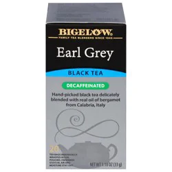Bigelow Black Tea, Earl Grey, Decaffeinated, Tea Bags