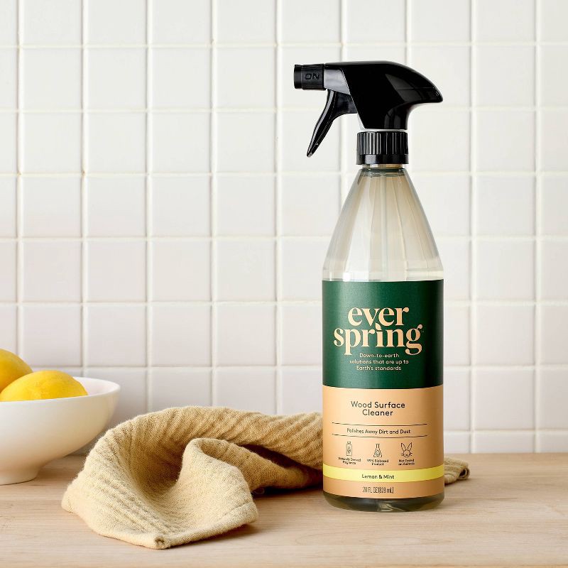 slide 2 of 4, Lemon & Mint Wood Surface Cleaner - 28 fl oz - Everspring™, 28 fl oz