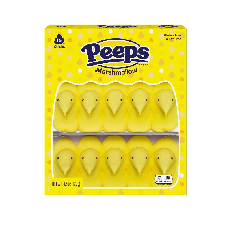 slide 1 of 7, Peeps Easter Marshmallow Yellow Chicks - 4.5oz/15ct, 4.5 oz, 15 ct