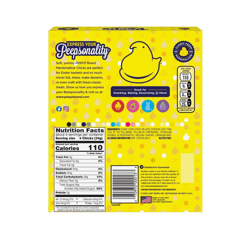 slide 6 of 7, Peeps Easter Marshmallow Yellow Chicks - 4.5oz/15ct, 4.5 oz, 15 ct