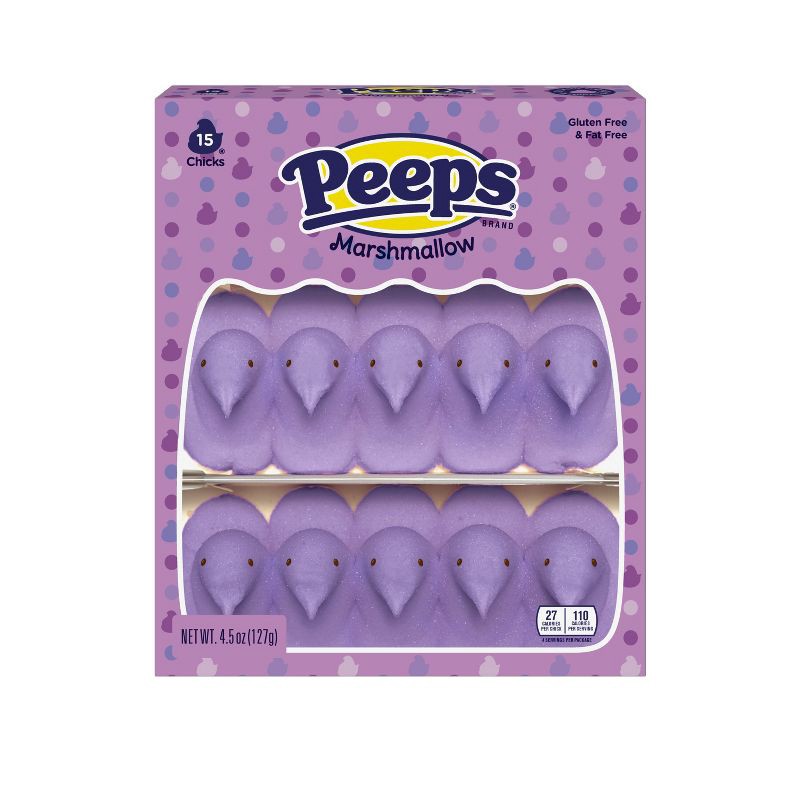 slide 1 of 11, Peeps Easter Lavender Marshmallow Chicks - 4.5oz/15ct, 4.5 oz, 15 ct