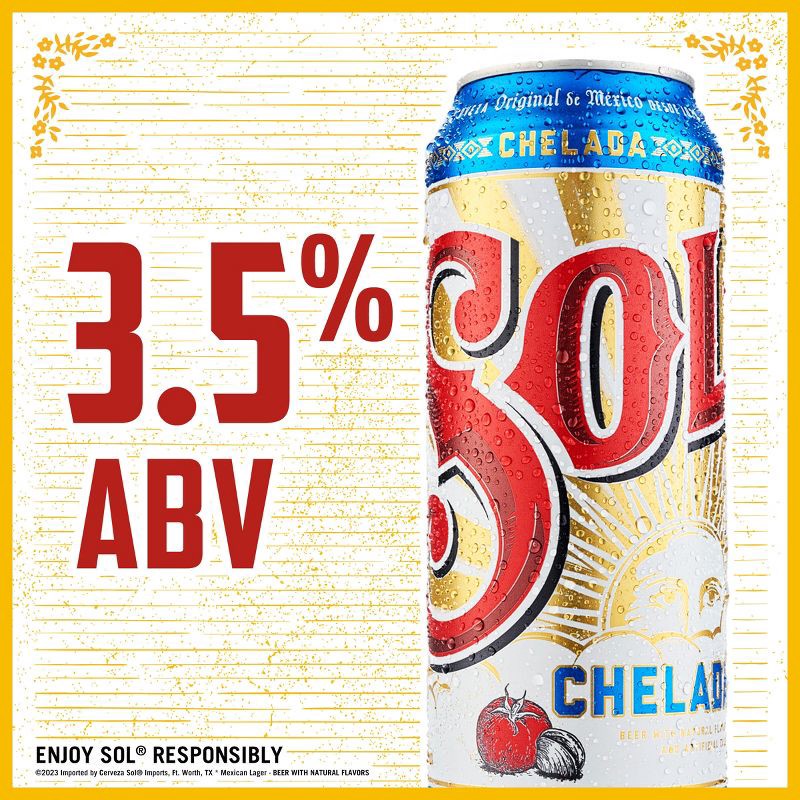 slide 2 of 8, SOL Cerveza Sol Chelada Beer - 24 fl oz Can, 24 fl oz