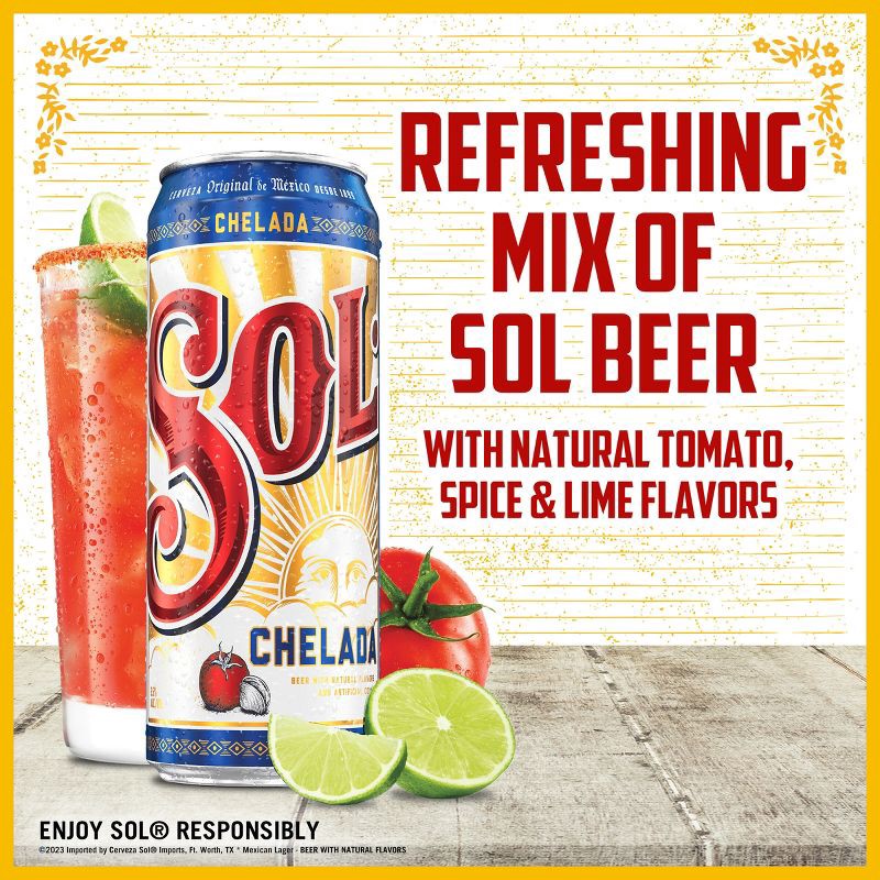 slide 3 of 8, SOL Cerveza Sol Chelada Beer - 24 fl oz Can, 24 fl oz