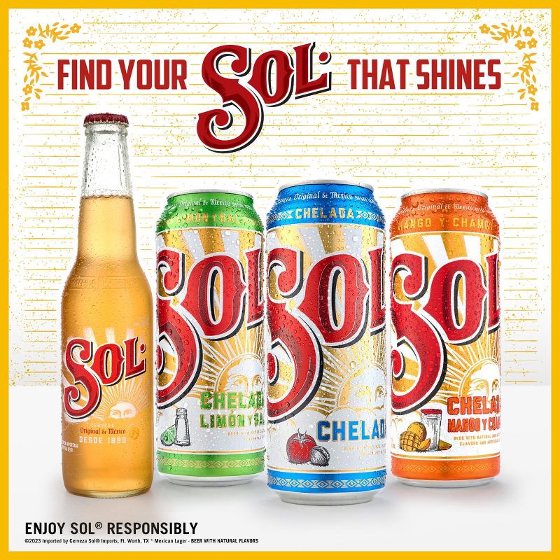 slide 5 of 8, SOL Cerveza Sol Chelada Beer - 24 fl oz Can, 24 fl oz