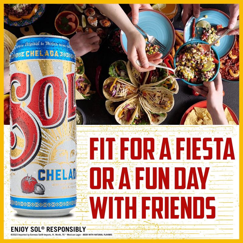 slide 6 of 8, SOL Cerveza Sol Chelada Beer - 24 fl oz Can, 24 fl oz