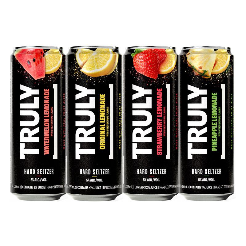 slide 2 of 8, Truly Spiked & Sparkling Truly Hard Seltzer Lemonade Mix Pack - 12pk/12 fl oz Slim Cans, 12 ct; 12 fl oz