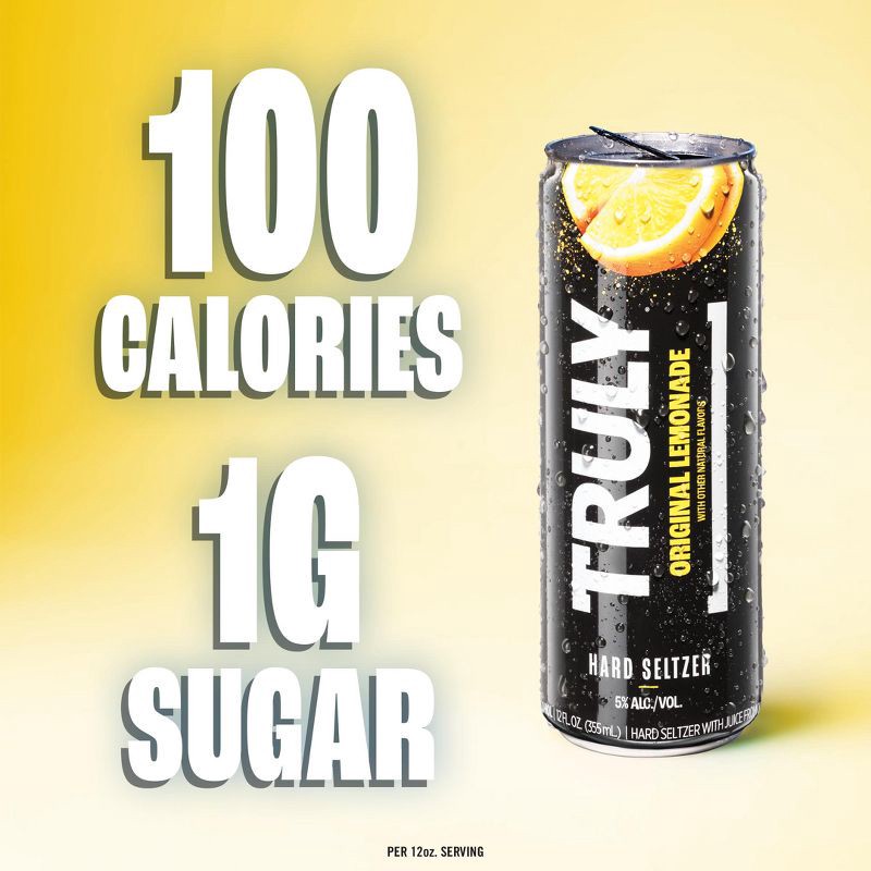 slide 5 of 8, Truly Spiked & Sparkling Truly Hard Seltzer Lemonade Mix Pack - 12pk/12 fl oz Slim Cans, 12 ct; 12 fl oz