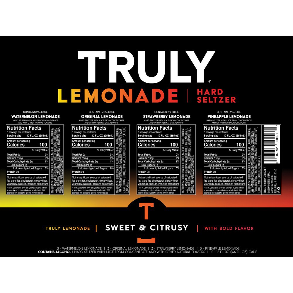 slide 4 of 7, TRULY Hard Seltzer Lemonade Variety Pack Cans, 12 ct; 12 oz