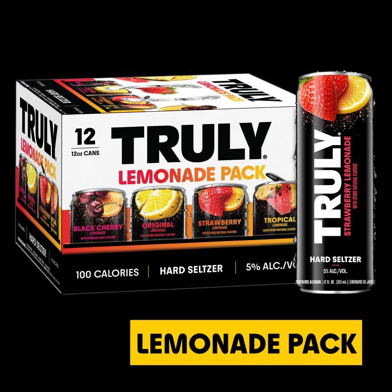 slide 8 of 8, Truly Spiked & Sparkling Hard Seltzer Lemonade Mix Pack - 12pk/12 fl oz Slim Cans, 12 ct; 12 fl oz