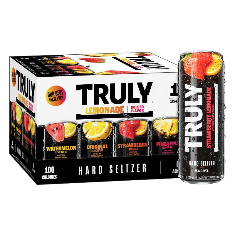 slide 1 of 8, Truly Spiked & Sparkling Truly Hard Seltzer Lemonade Mix Pack - 12pk/12 fl oz Slim Cans, 12 ct; 12 fl oz