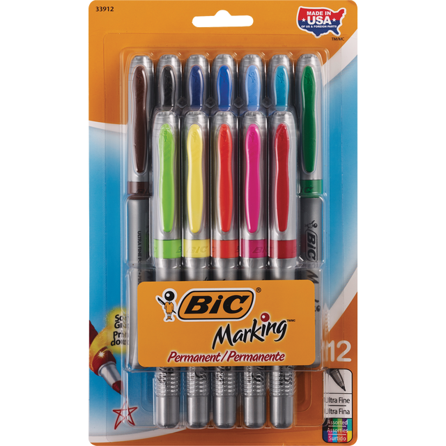 slide 1 of 1, Bic Intensity Permanent Marker, Ultra Fine Point, Assorted Colors, 12 Ct, 1 ct