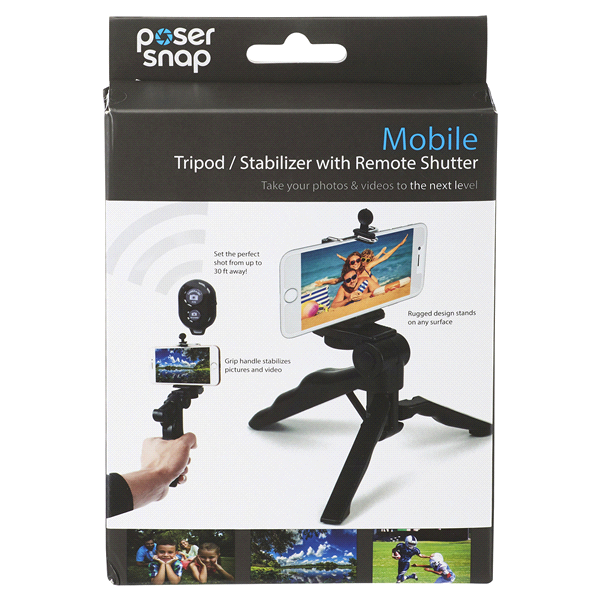 slide 1 of 1, Poser Snap Mobile Tripod Stabalizer and Bluetooth Trigger Set, 1 ct