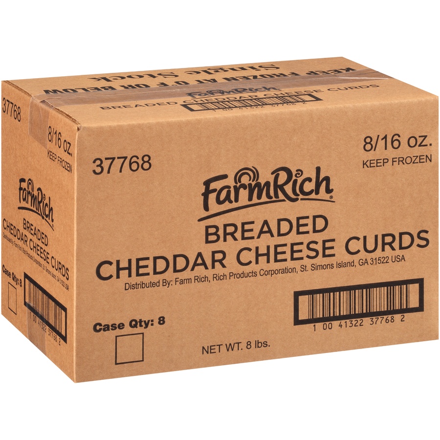 slide 2 of 8, Farm Rich Breaded Wisconsin Cheddar Cheese Curds in a Crispy Coating, Frozen, 16 oz